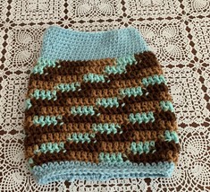 Handmade Crocheted Brown Blue Dog Snood Neck Warmer Warm Winter Wear  Br... - $12.37