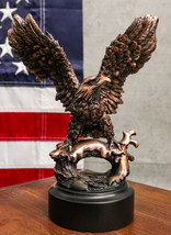 Wings Of Glory Bald Eagle Perching On Tree Bronzed Resin Figurine With Base - £39.25 GBP