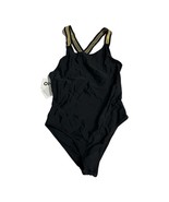Molo Swim Suit Girls 16Y One Piece Black Gold Cross Back Straps UPF 50 - €25,77 EUR
