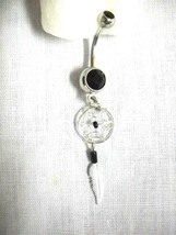 Dream Catcher Onyx Gem Sterling Silver And 1 Feather 14g Black Cz Belly Ring - £11.66 GBP