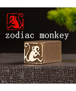 Brass Zodiac Monkey Seal Hand Polished Finished Stamp Metal Chop 2*2cm S... - €26,24 EUR