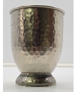 C) Vintage Sitlax Silver Tone Metal Hammered Dimple Tumbler Cup Glass India - €8,46 EUR