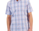 Club Room Men&#39;s Short Sleeve Printed Plaid Shirt Pale Ink Blue-Medium - $14.99