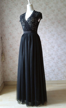 BLACK Long Maxi Tulle Skirt Women Plus Size High Waisted Holiday Tulle Skirt image 9