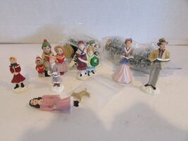 Vtg Lemax Lefton resin Caroler Figurines 2"-2.5" plus trees  H5 - $2.84