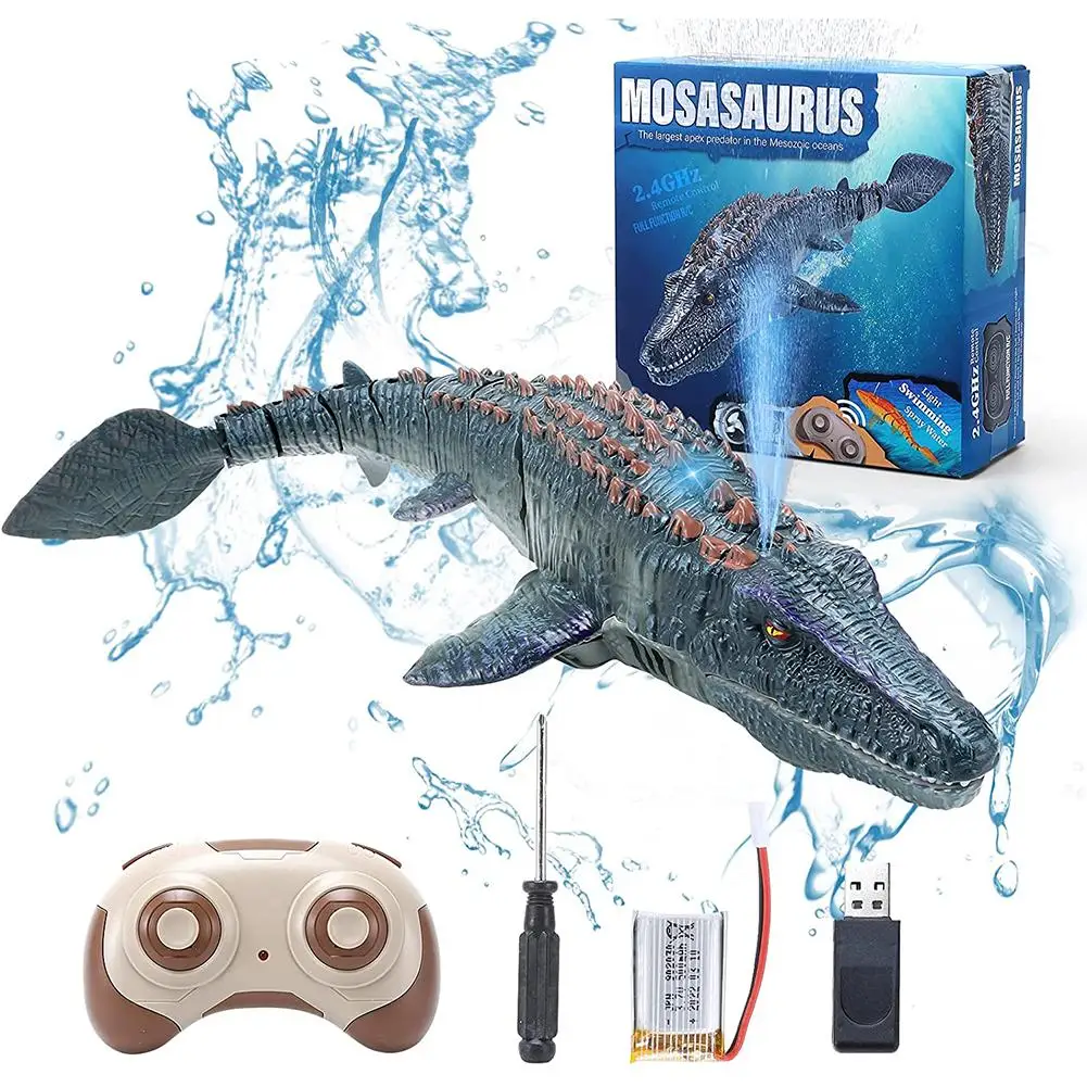 Remote Control Dinosaur For Kids Mosasaurus Diving Toys Rc Boat With Lig... - £34.70 GBP