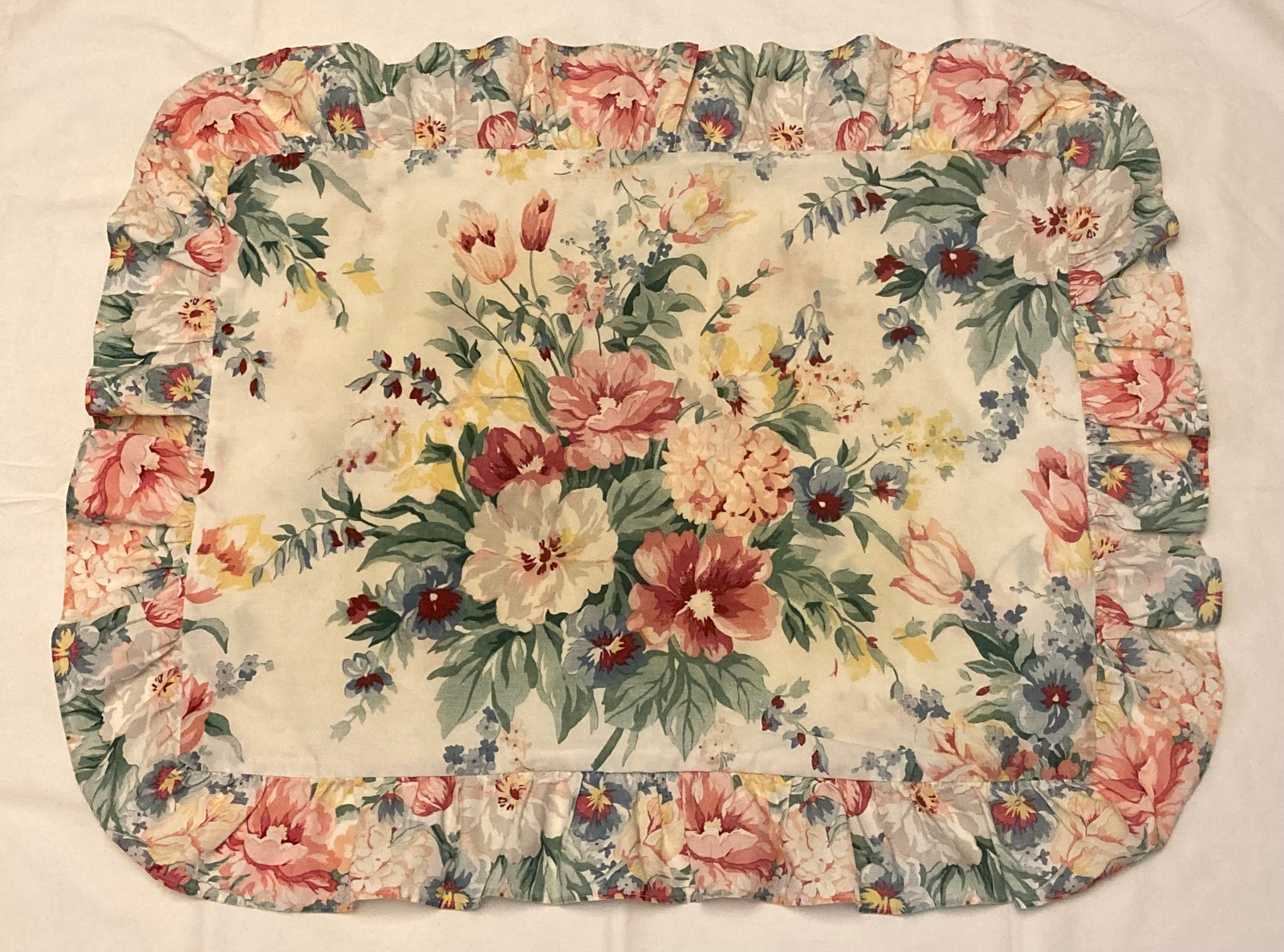 Martha Stewart floral ruffled pillow sham standard vintage 1989 cottage ... - $6.00