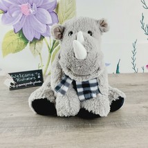 Jo-Ann Fabrics HIPPO Floppy J Bear Plush Gray Checkered Plaid Scarf Hippopotamus - £8.88 GBP