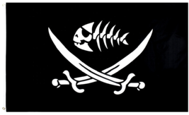 Black Pirate Fish Flag Swords 3x5ft Banner Boat Sea Man Cave Bar Skeleton USA - £10.15 GBP