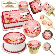 Peanuts Snoopy Valetine&#39;s Day Edible Toppers ~ Many Sizes To Choose From! - £9.38 GBP