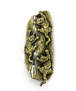 JJ Jonette Vintage Brooch - Kittens Climbing Tree Cats Brass Finish Stat... - €10,38 EUR