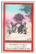 Romance Comic Spending a Few Days In .... Kissing on Bench DB Postcard P21 - $3.91