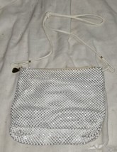 Vintage Whiting Davis White Metal Mesh Hand Bag Purse Long Strap White C... - £39.95 GBP