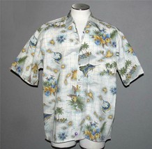 VTG Pierre Cardin Tropical Hibiscus Palm Trees Swordfish S/S Shirt Men&#39;s... - £22.37 GBP