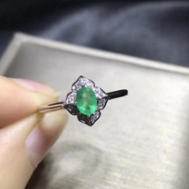 design silver emerald ring Princess Cut natural Columbia emerald Solid 925 silve - £39.21 GBP