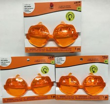 Creatology Halloween Pumpkin Light Up Glasses - Lot Of 3 Pair Party Favor, Treat - £7.94 GBP