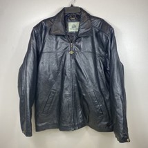 Burk&#39;s Bay Men&#39;s Black Genuine Leather Jacket Size XL Toyota Emblem Zipper - £25.68 GBP