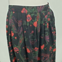 Vintage Talbots Pleated Midi Skirt Women&#39;s 14 Black Floral Pockets *Flaw - £14.10 GBP