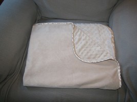 Baby Blanket Tan Beige Cream Champagne Color Minky Bump Dot Satin Trim Edge - £43.51 GBP