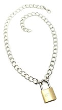 Padlock Collar Choker Necklace Pendant 12 x 9mm Link Alternative Metal 20&quot; Clasp - £15.76 GBP