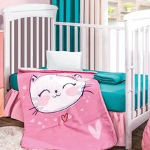 MEOW BABY GIRLS CRIB BEDDING SET NURSERY 3 PCS FOR BABY SHOWER GIFT - £71.17 GBP