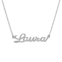 14k Solid Gold Custom Name Necklace  White Gold, Personalized Laura Font, Custo - £307.48 GBP