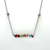 Vintage Sterling Signed 925 Judith Ripka Rainbow Multi Gemstone Necklace... - $148.50