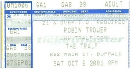 Vintage Robin Trower Ticket Stub Octobre 6 2001 Buffalo New York - £22.83 GBP