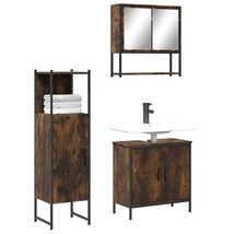 Bathroom Furniture Set Smoked Oak Engineered Wood Standard - $6,937.49 MXN