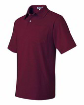 NWOT JERZEES Men&#39;s Short Sleeve Polo SpotShield 50/50 Sport Shirt Burgandy  - £10.33 GBP