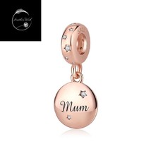 Genuine Sterling Silver 925 &amp; Rose Gold Family Mum Memento Charm With CZ - £18.48 GBP+