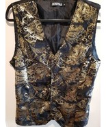 Zeroyaa Men&#39;s Gold &amp;  Black Velvet Waistcoat Vest Size S Holiday Special... - £20.25 GBP