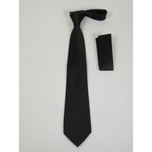 Men's Satin Silky Tie Hankie Set J.Valintin Private Collection R63 Black Solid image 2