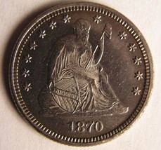 1870 Quarter Dollar Choice Uncirculated  Rare in Business Strike Mint State - £1,333.17 GBP