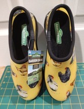 Ground Work Waterproof Garden Clog Womens Sz 6M Garden Shoe Yellow w/ Chickens - £11.58 GBP