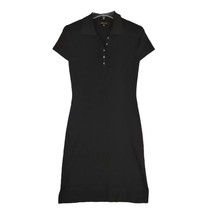BCBG Maxazria Women&#39;s M Black A-Line Polo Shirt Dress, Rayon-Nylon Preppy Witchy - £21.46 GBP