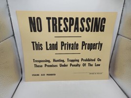 VTG 1950&#39;s NO TRESPASSING Private Property Cardboard SIGN new old stock ... - £12.35 GBP