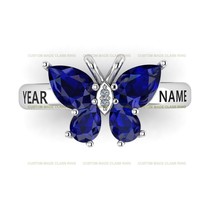 Personalized Butterfly Class Ring Graduation Gift Sterling Silver 925 for women - £74.55 GBP