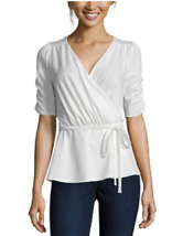 John Paul Richard Women&#39;s Ruched Belted Top White , Size Small - £16.35 GBP