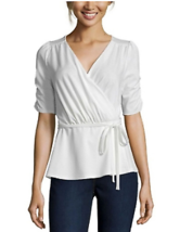 John Paul Richard Women&#39;s Ruched Belted Top White , Size Small - £16.23 GBP