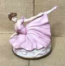 Vintage 1992 Schmid Porcelain Ballerina Rotating Music Box Dancer In Pink Dress - £27.09 GBP