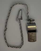VTG WWII U.S. MILITARY WHISTLE w/ BALL &amp; CHAIN CHROME PLATED BRASS USA O... - $33.24