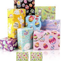 Easter Wrapping Paper Set 8 Sheets Gift Wrapping Paper with Stickers Gift Wrappi - £17.87 GBP