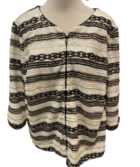 Alex Evenings Women Zip Front 3/4 Sleeve Sequined Jacket White/Black/Gol... - €40,94 EUR