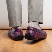 Marco Di Milano genuine caiman slip-on driving loafer Shoes Remo Purple image 12
