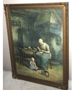 DUTCH COTTAGE INTERIOR WITH CHILD SIGNED BY JOHANNUS JACOBUS PALING 1844... - $210.56