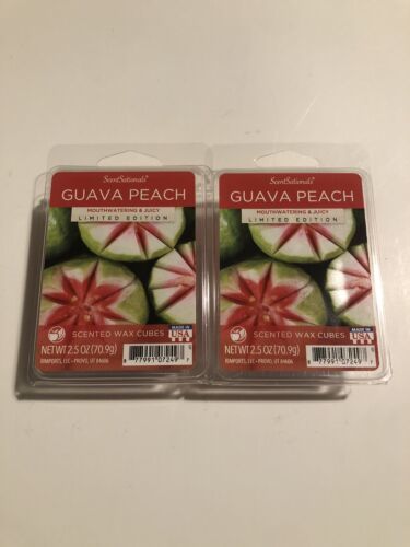 2X SCENTSATIONALS GUAVA PEACH 2.5 OZ WAX MELTS High Fragrance Limited Edition - $12.19