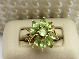 2Ct Marquise Simulated Peridot Wedding Flower Ring 14K Yellow Gold Plated Silver - £109.53 GBP
