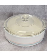 Pfaltzgraff Aura 1-1/2 qt Round Covered Baker 8-3/4&quot; Cream w/Pink and Bl... - €19,47 EUR