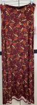 NEW LuLaRoe Medium Cranberry Red Brown Cream Green Floral Slinky Maxi Skirt - £34.47 GBP